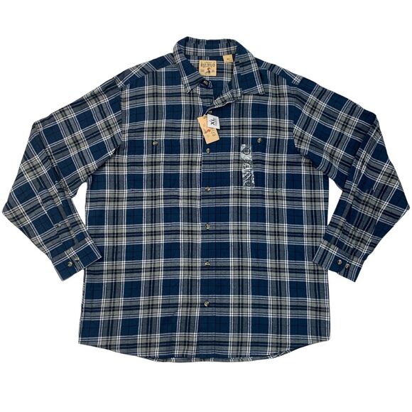 RedHead Shirt Mens XL Extra Large Navy Ozark Mountain Flannel Button Up Pocket - Picture 1 of 13